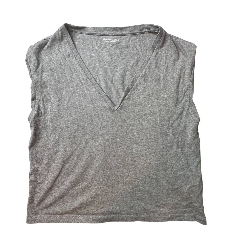 Abercrombie & Fitch Muscle Tee Womens S Gray A&F Essentials V-Neck Cotton Tank